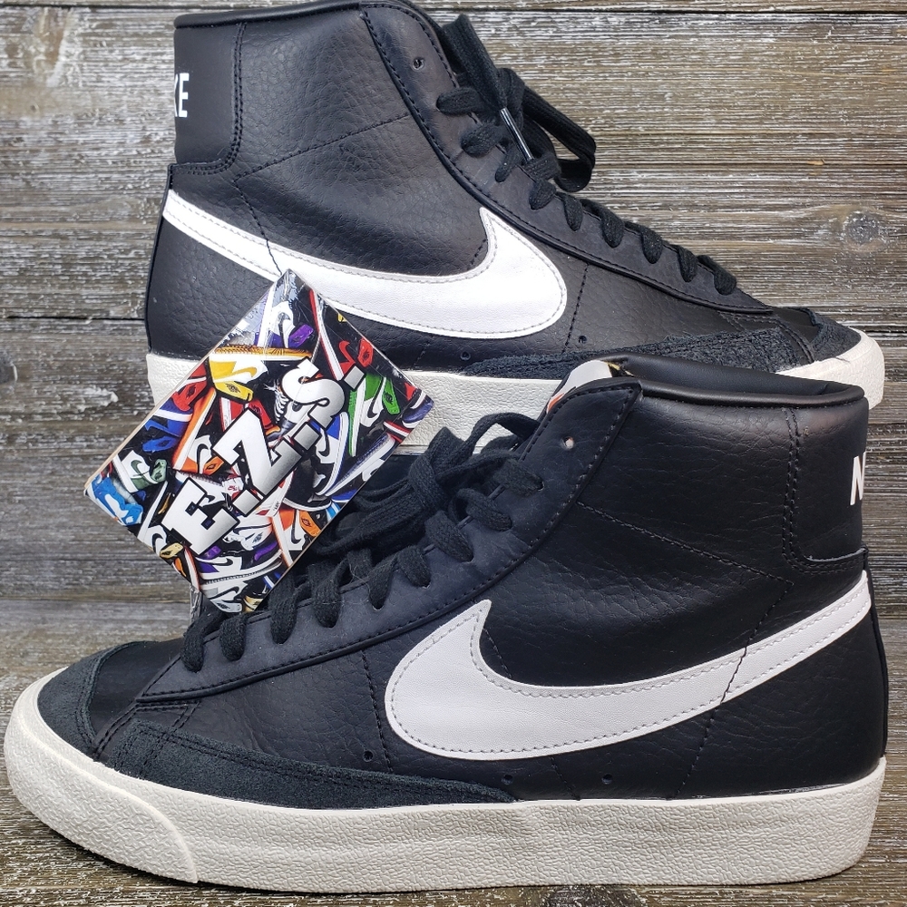 Nike Blazer Mid '77 Vintage BQ6806-002 Black Leather Shoes Men Size 8.5